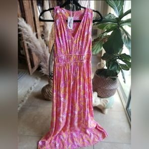 Jessica Simpson pink and yellow maxi dress
